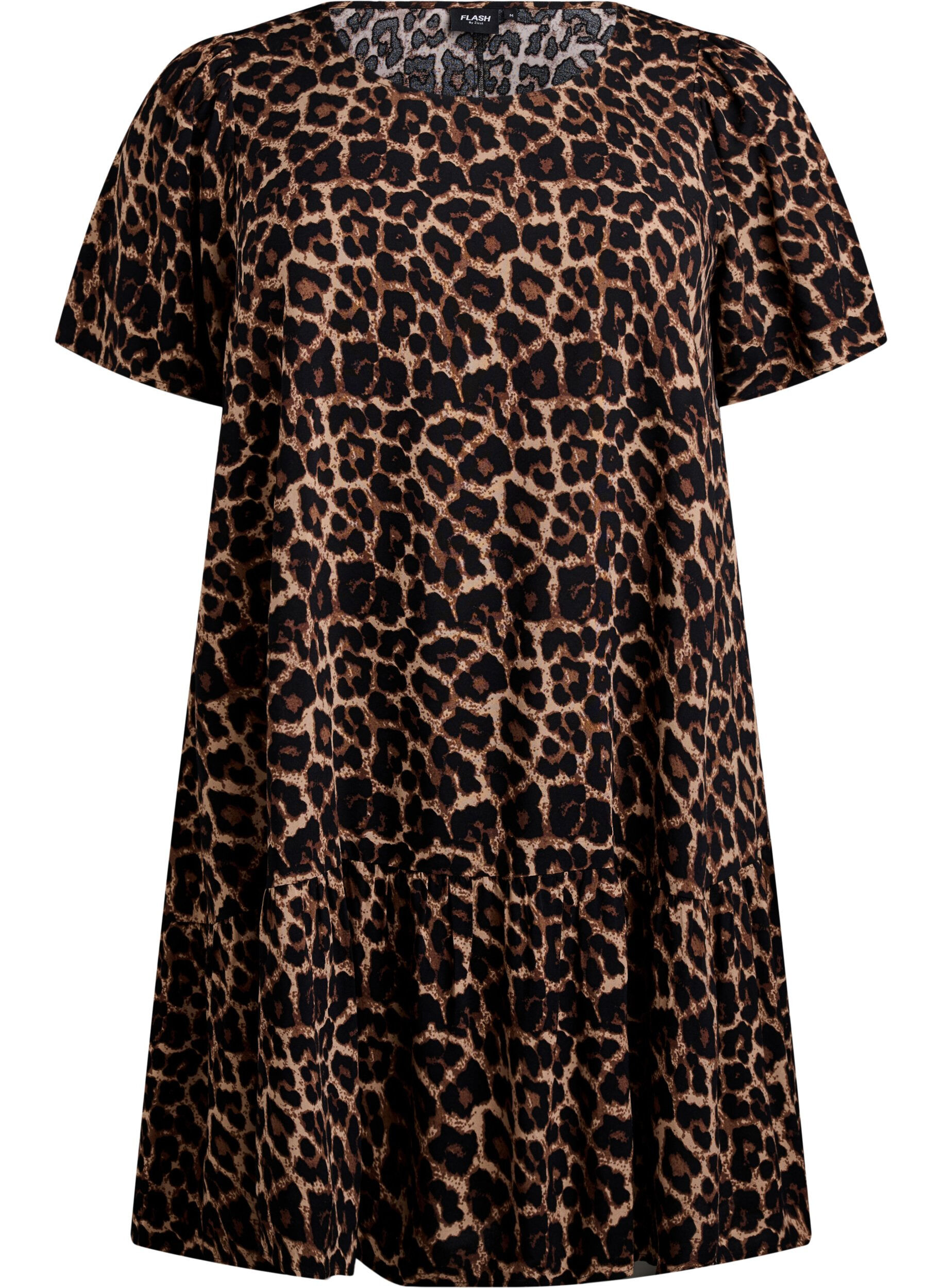 Zizzi FLASH - Kjole i viskose med snittlinje, Brun, Packshot image number 0