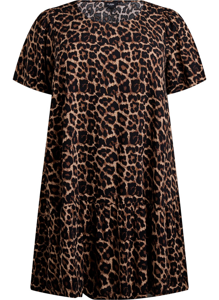 FLASH - Kjole i viskose med snittlinje, Brun, Packshot image number 0