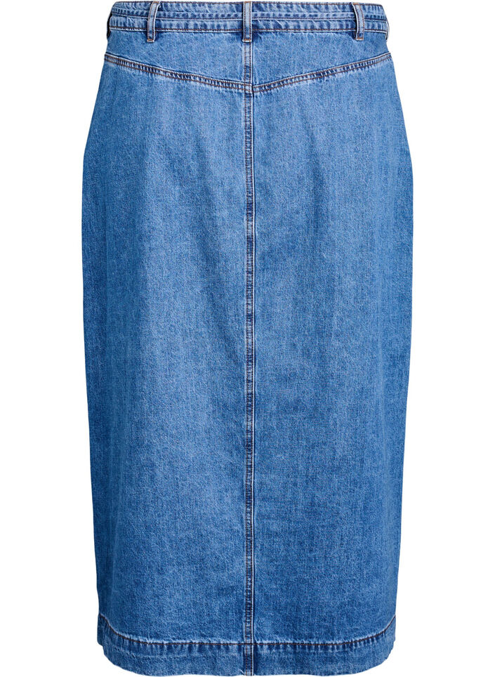 Denim maxiskjørt med knytebelte, Blue Denim, Packshot
