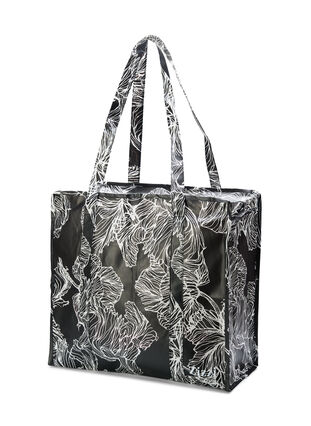 Handlepose med glidelås, Black Flower AOP, Packshot image number 0