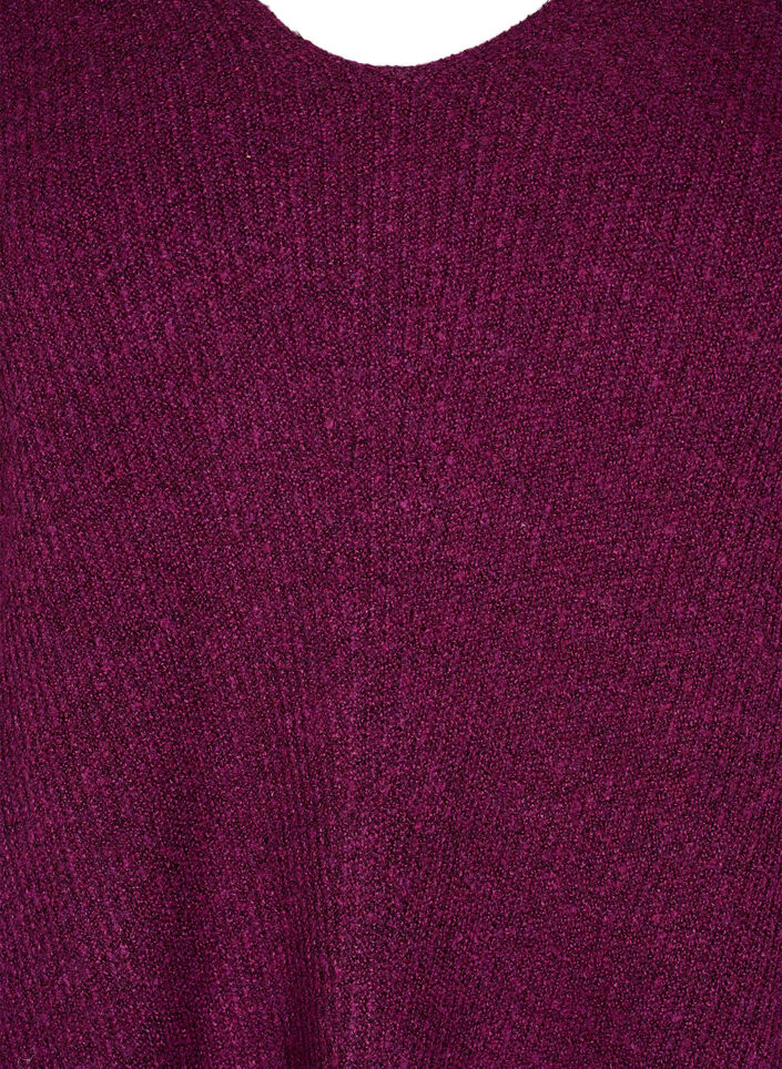 Strikket bluse med v-hals og lange ermer, Potent P. Black Mel., Packshot image number 2