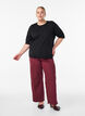 Finstrikket bluse med korte ermer, Svart, Model image number 1