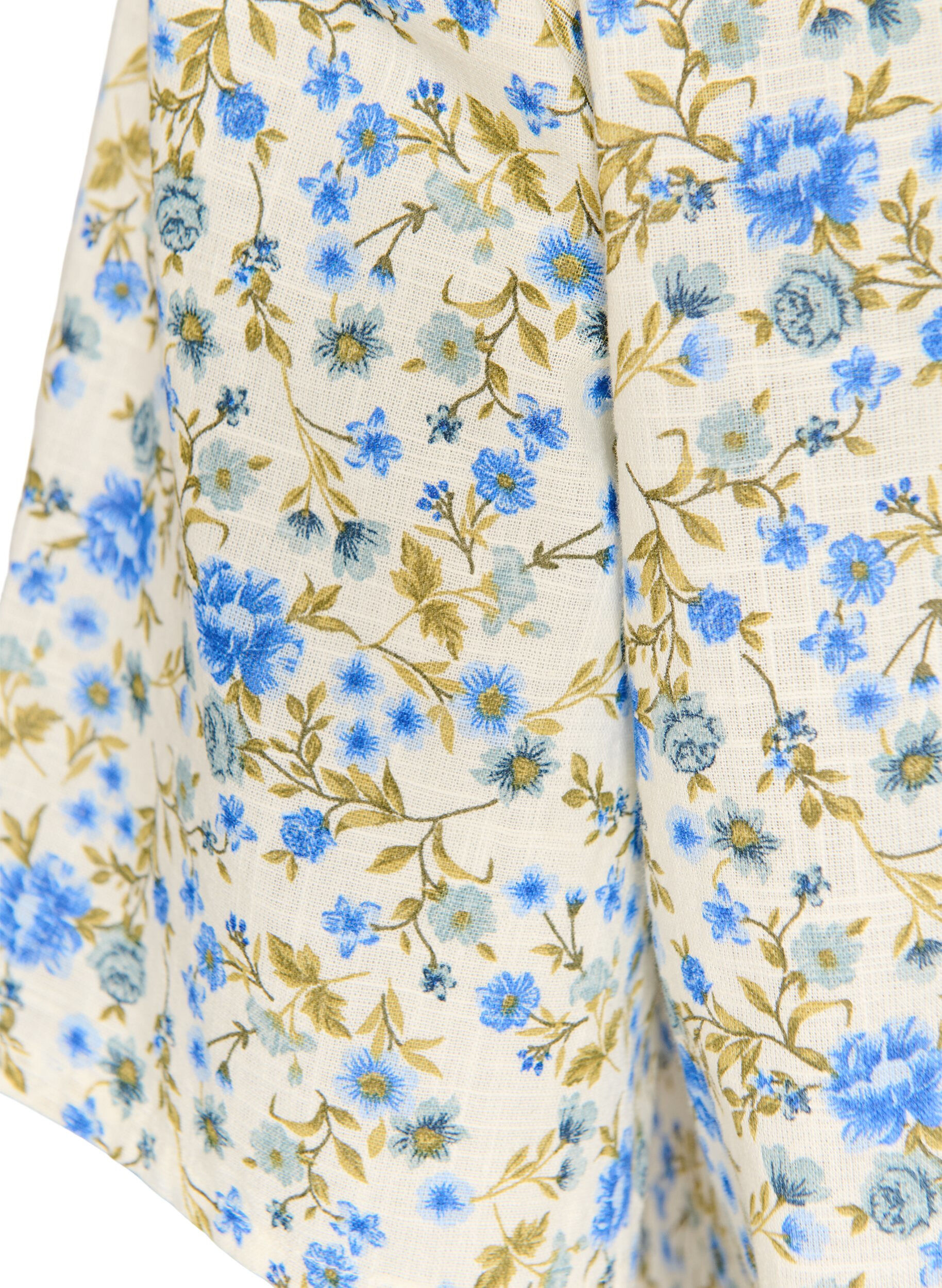 ZizziKortermet bomullsskjorte med V-hals, Bl&aring;, Packshot image number 3