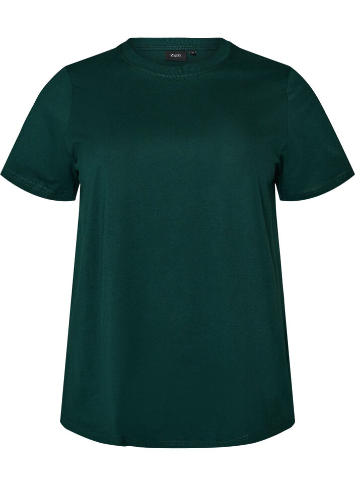 Basic T-skjorte i bomull med rund hals, Gr&oslash;nn, Packshot image number 0