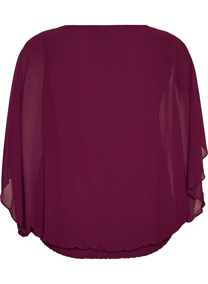 Chiffonbluse med ballongeffekt, Lilla, Packshot image number 1