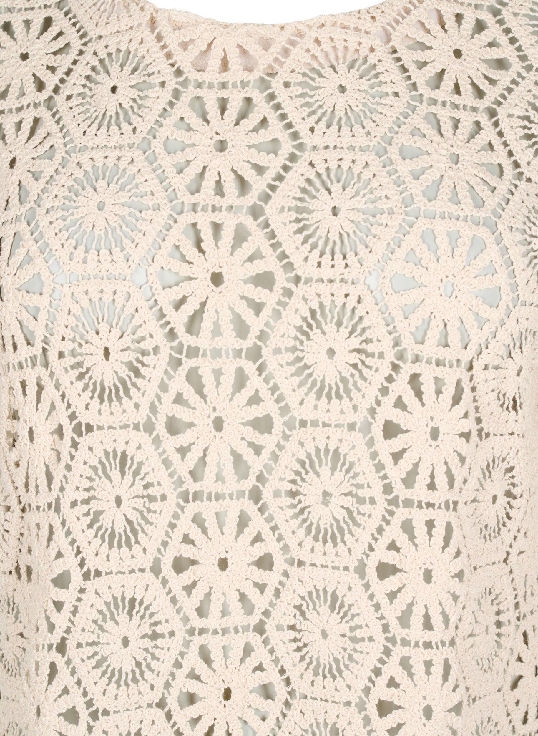 Zizzi Heklet bluse med korte ermer, Beige, Packshot image number 2