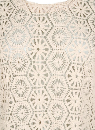 Zizzi Heklet bluse med korte ermer, Beige, Packshot image number 2