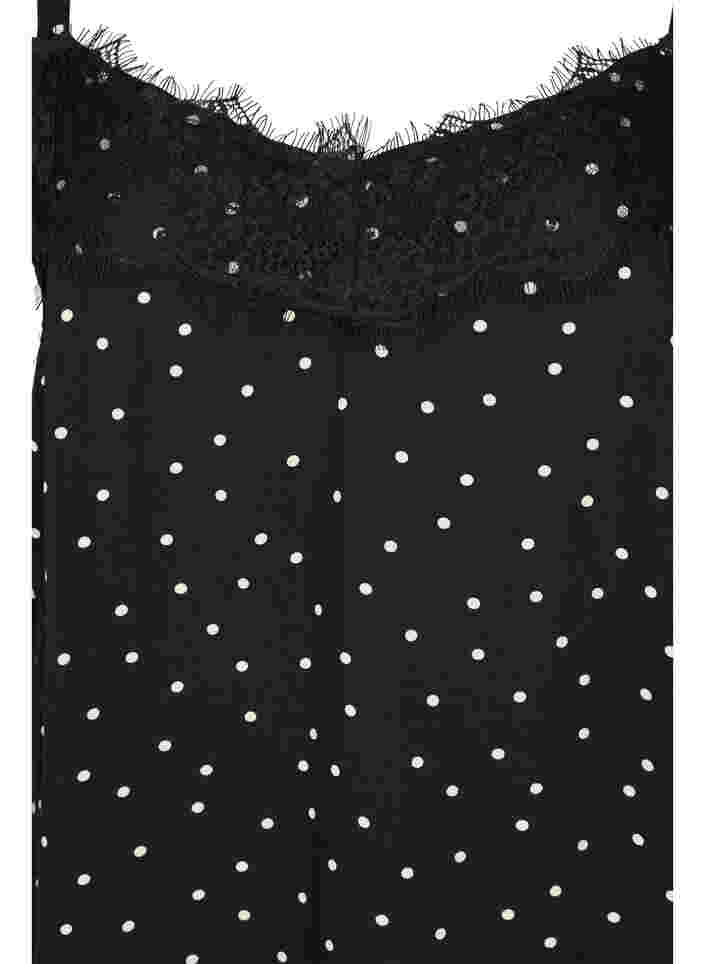 Prikkete pysjamastopp i viskose med blonder, Angora Dot, Packshot image number 2