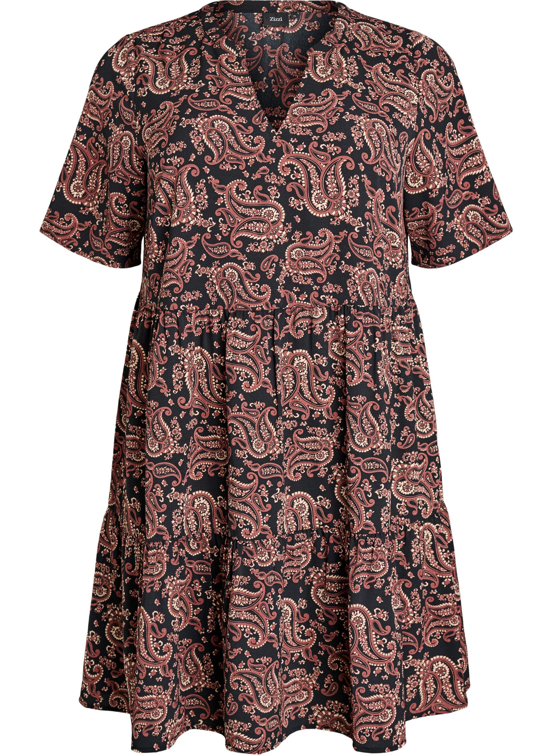 Kortermet kjole med A-linje og kuttlinjer