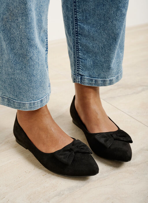 Ballerinasko med vid passform og sløyfe, Svart Ballerinasko med vid passform og sløyfe