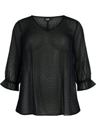 FLASH - bluse med 3/4-ermer og strukturmønster, Black