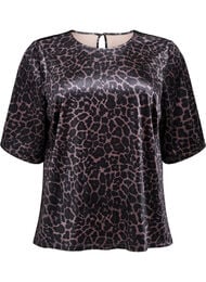 Kortermet velour topp, Brown Leo AOP