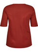 Ribbestrikket jerseybluse med korte ermer, R&oslash;d, Packshot image number 1