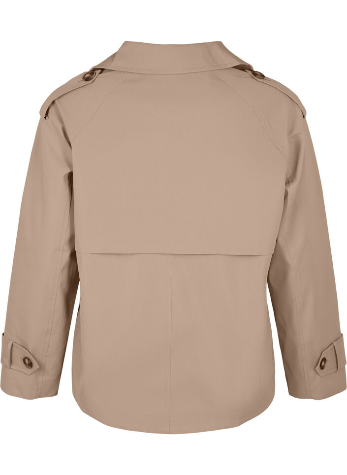Kort trenchcoat med klassiske detaljer, Desert Taupe, Packshot