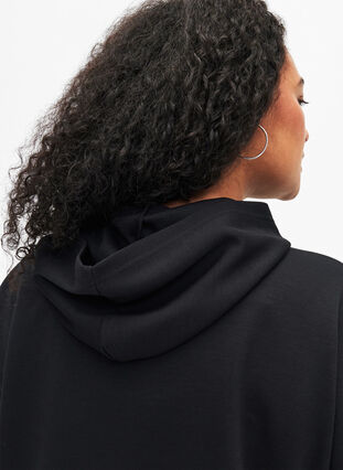 Kortermet kjole i modalblandet sweatshirtkvalitet, Black, Model image number 2