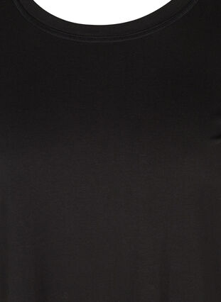 Kortermet bomullskjole med lommer, Solid Black, Packshot image number 2