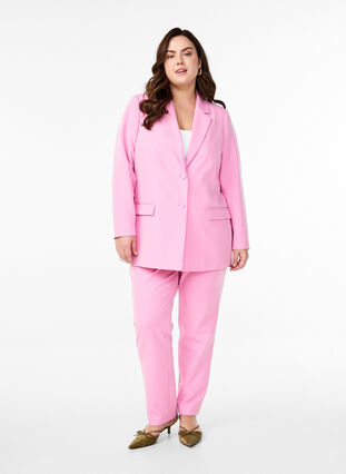 Zizzi Klassisk blazer med knappelukking, Begonia Pink, Model image number 2