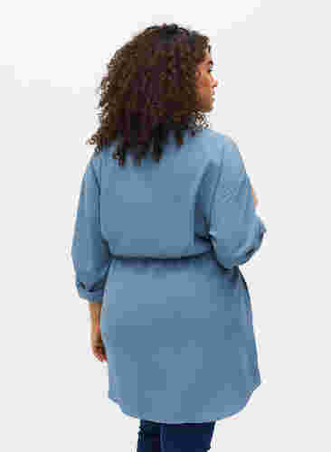 Langermet skjortejakke med knyting og lommer, Blue Shadow, Model image number 1