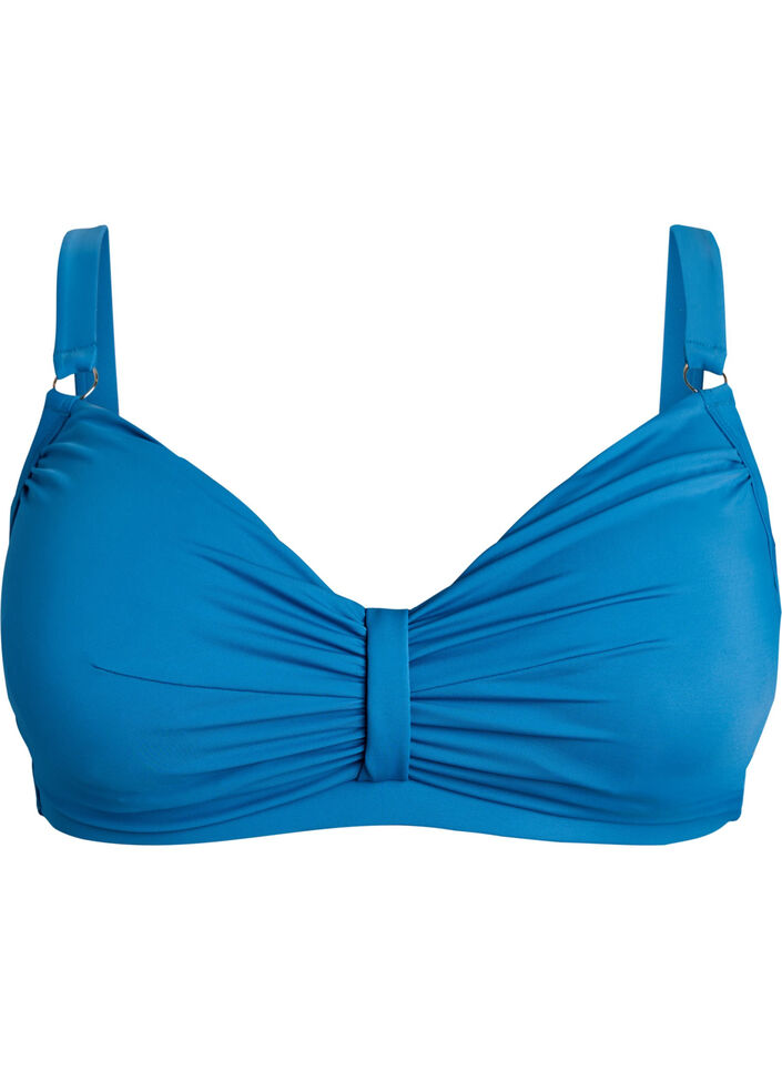 Bikinitopp med b&oslash;yle og drapering, Bl&aring;, Packshot image number 0
