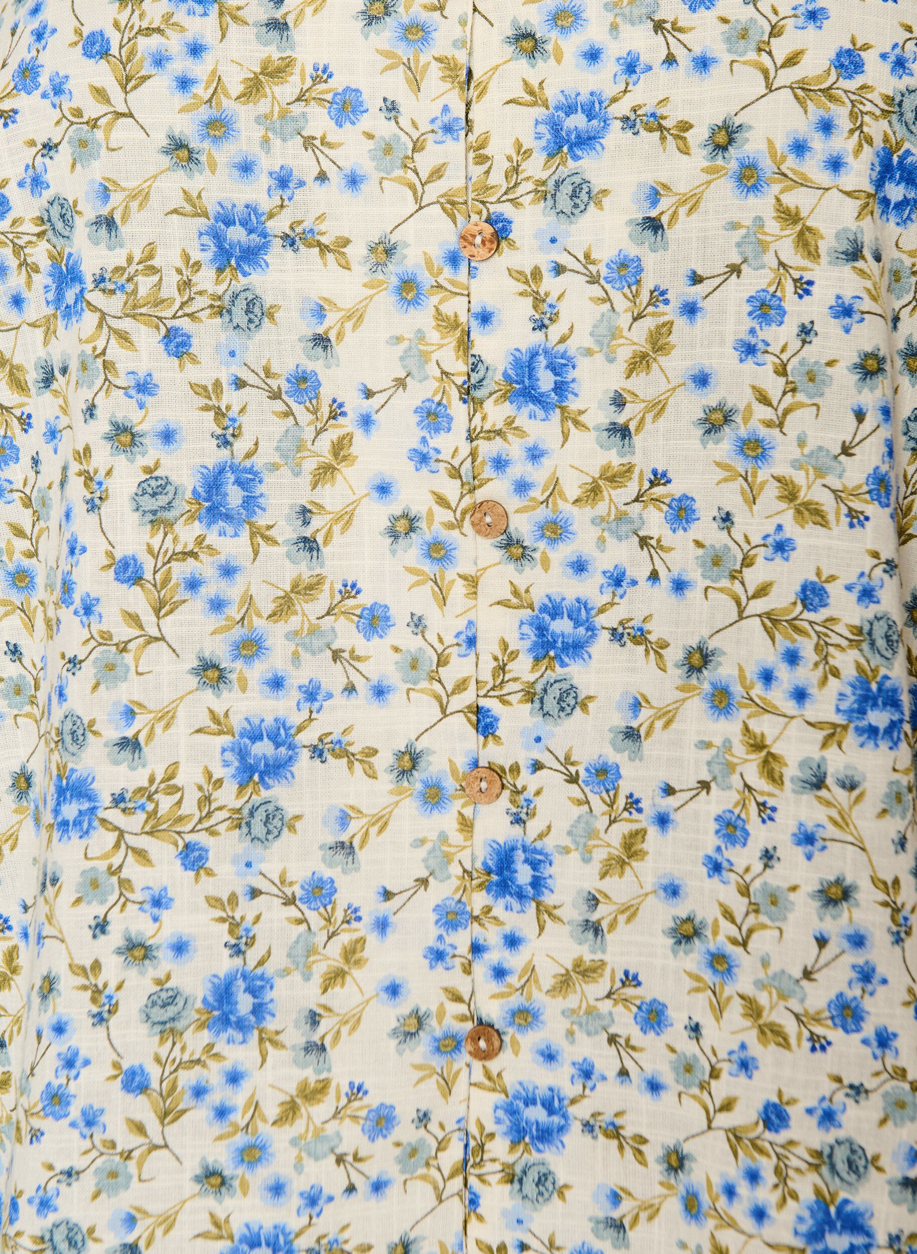 ZizziKortermet bomullsskjorte med V-hals, Bl&aring;, Packshot image number 2