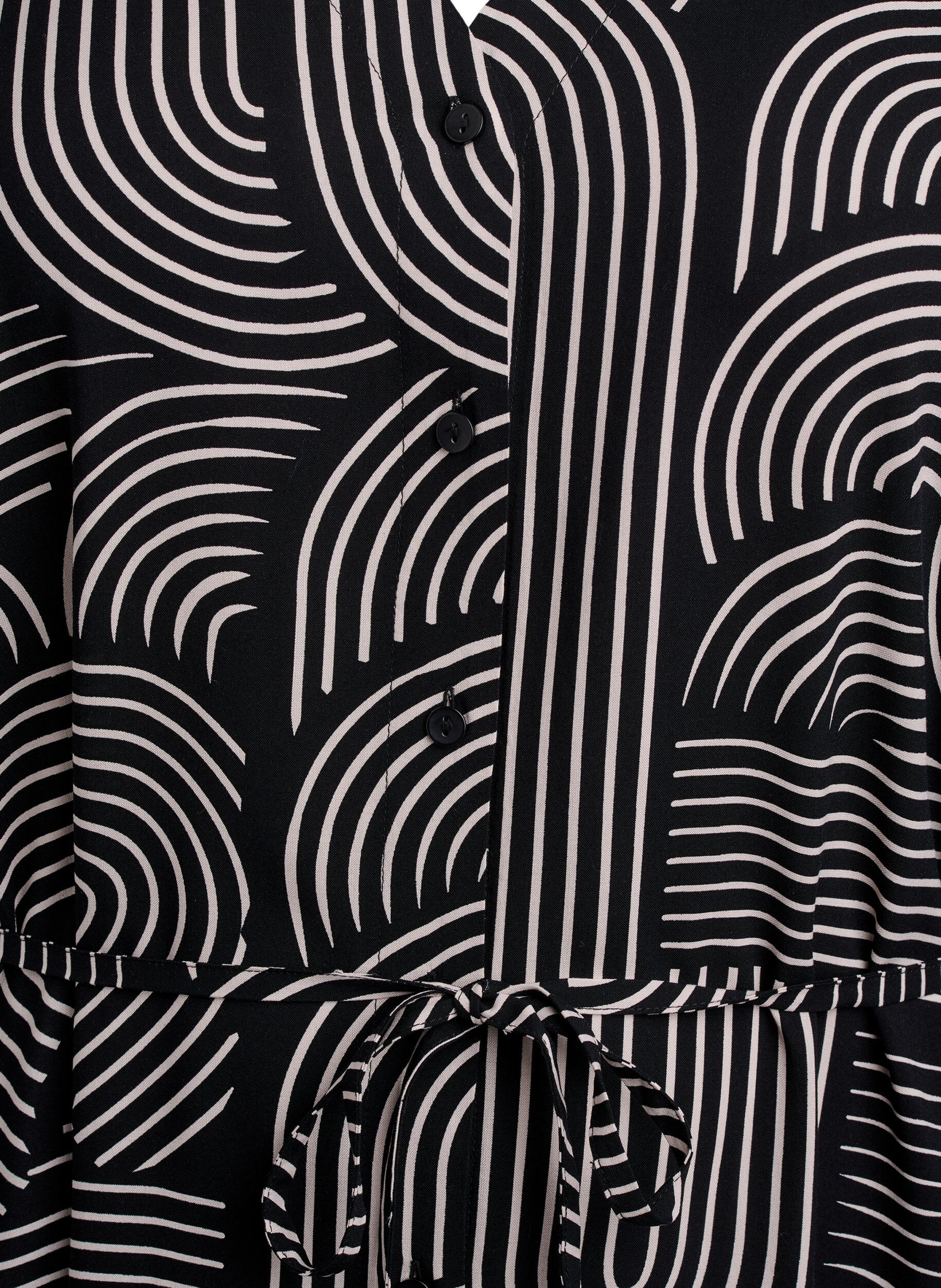 Zizzi FLASH - Midikjole med trykk og knytebelte, Svart, Packshot image number 2