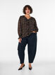 Bluse med rutete og rysje detaljer, Gr&oslash;nn, Model image number 1