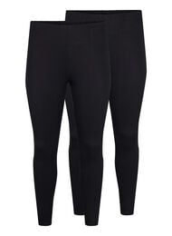 FLASH - 2-pack bomull tights, Black / Black