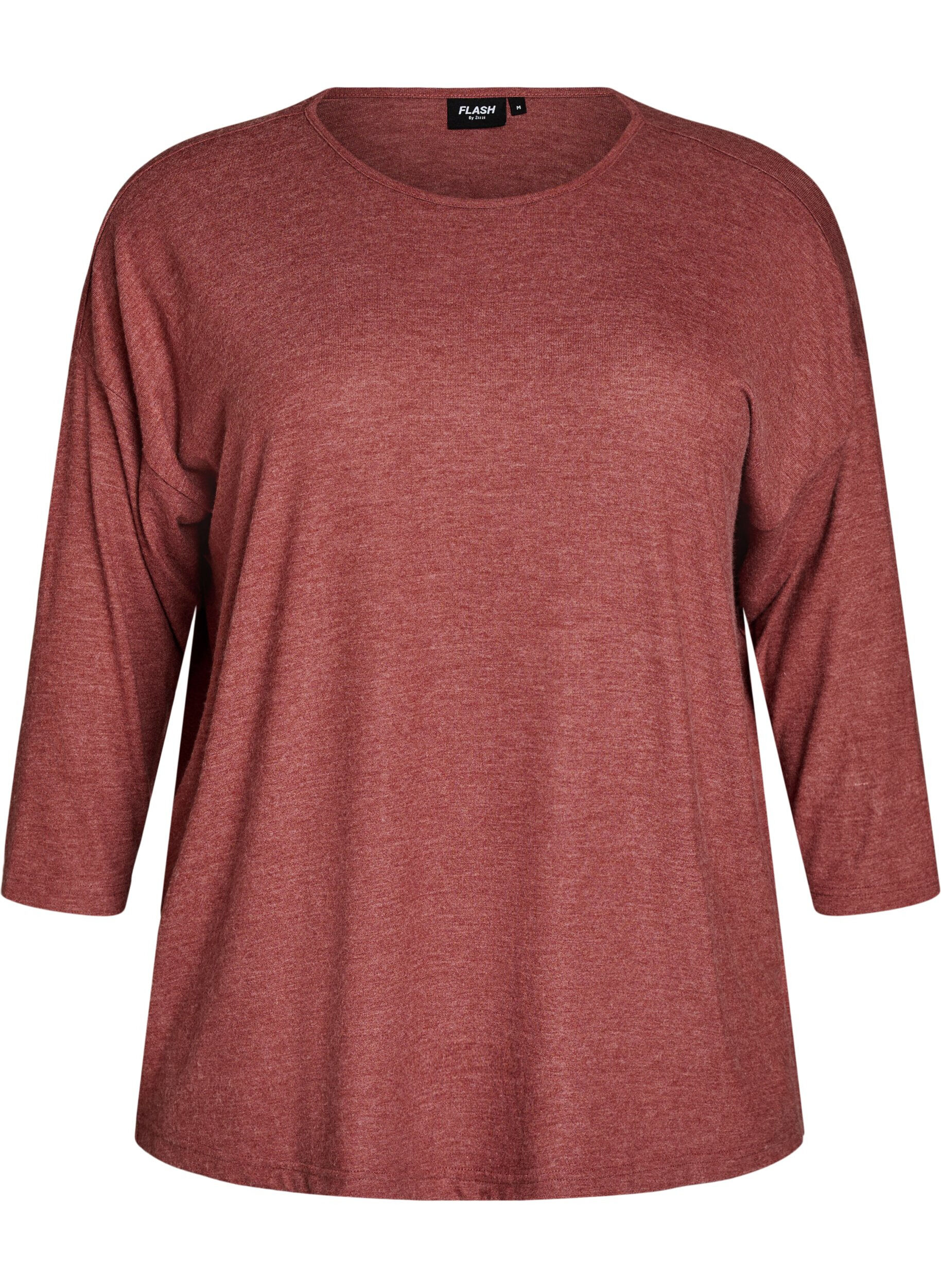 Zizzi Jersey bluse med 3/4 ermer, R&oslash;d, Packshot image number 0