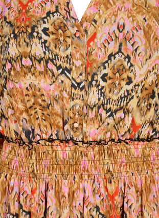 Mønstrete midikjole med smock og 3/4 ermer, Colorful Ethnic, Packshot image number 2
