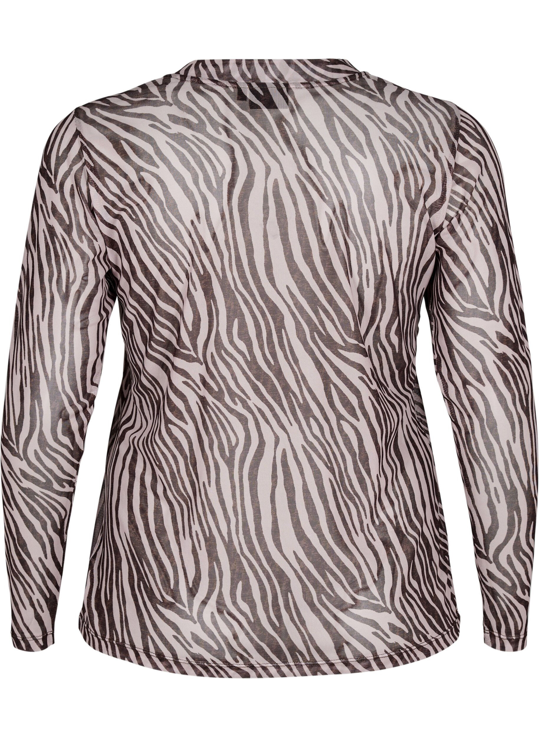 ZizziMesh-topp med sebram&oslash;nster, Svart, Packshot image number 1