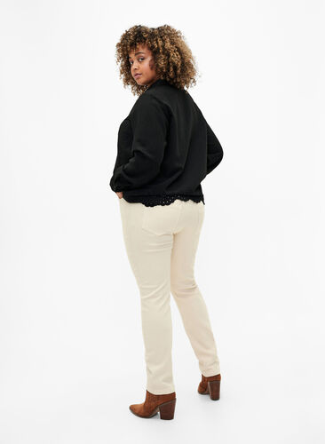 Emily jeans med normal midje og smal passform, Oatmeal, Model image number 1