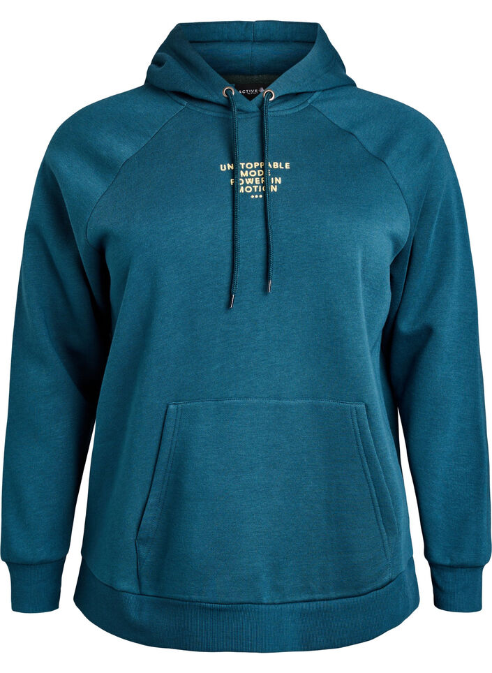 Hettegenser med brodert motiv foran, Gr&oslash;nn, Packshot image number 0