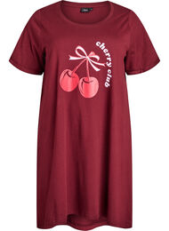 Kortermet nattkjole i &oslash;kologisk bomull, R&oslash;d