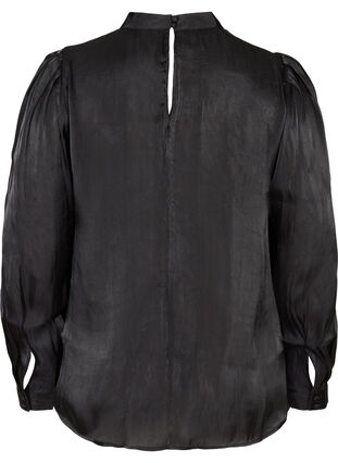 Langermet bluse med shine, Black, Packshot image number 1