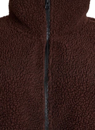 Zizzi Sporty teddyfleecejakke med glidelås, Hot Fudge, Packshot image number 2