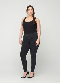 Jeggings i bomullsmiks, Grey Denim, Model