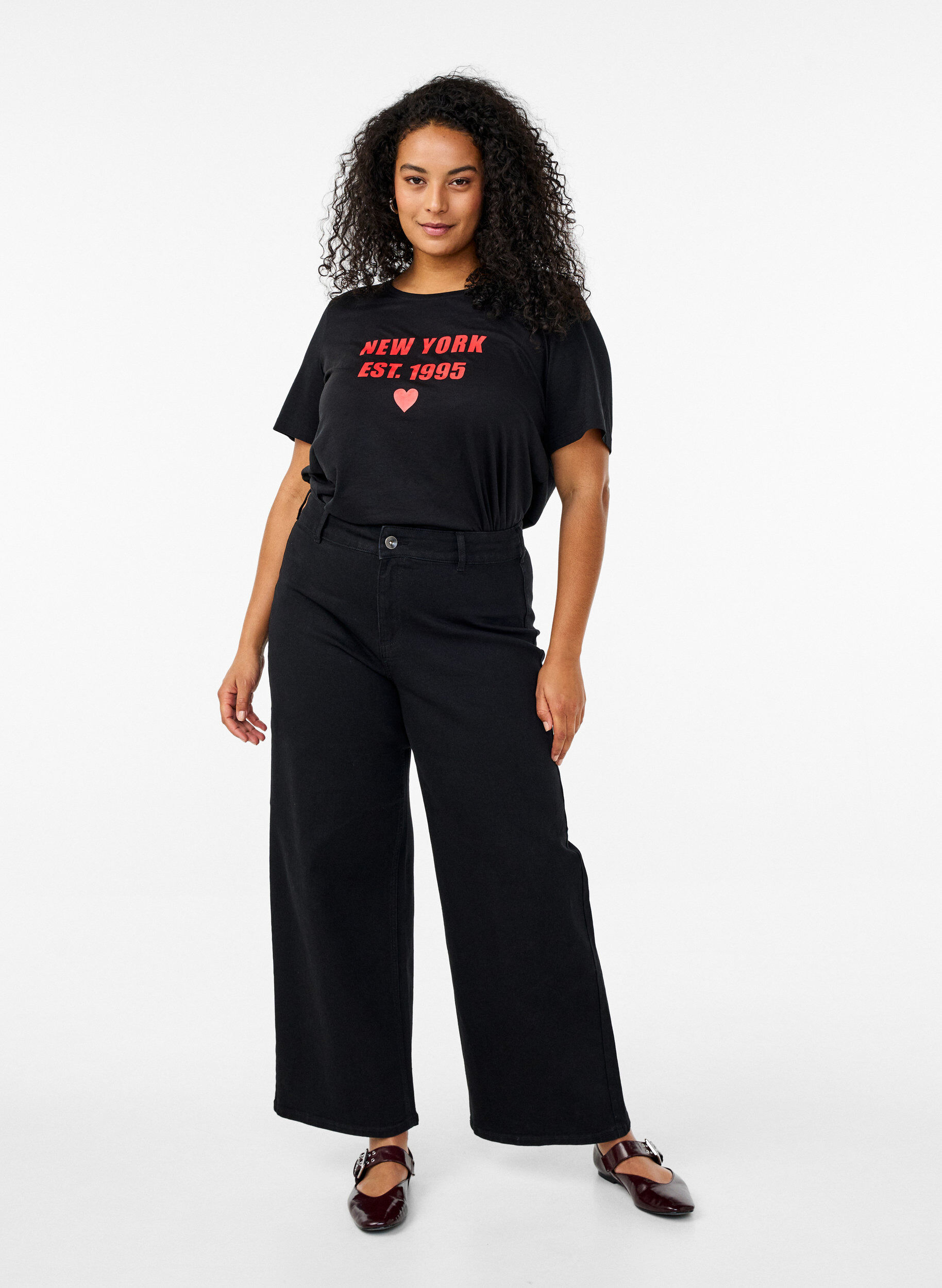 Zizzi FLASH - T-skjorte med motiv, Svart, Model image number 1