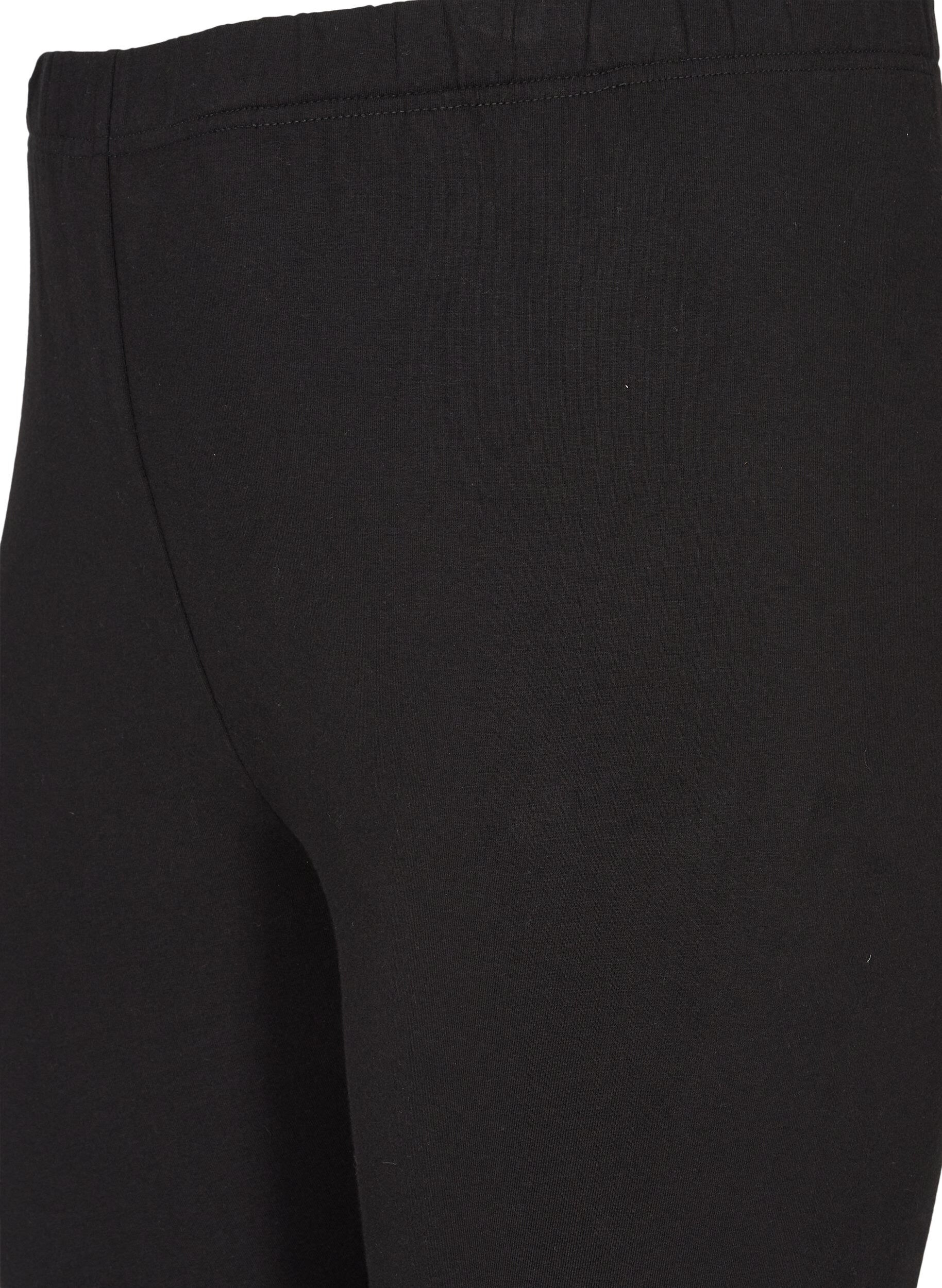 ZizziLeggings i bomull med f&ocirc;r, Svart, Packshot image number 3