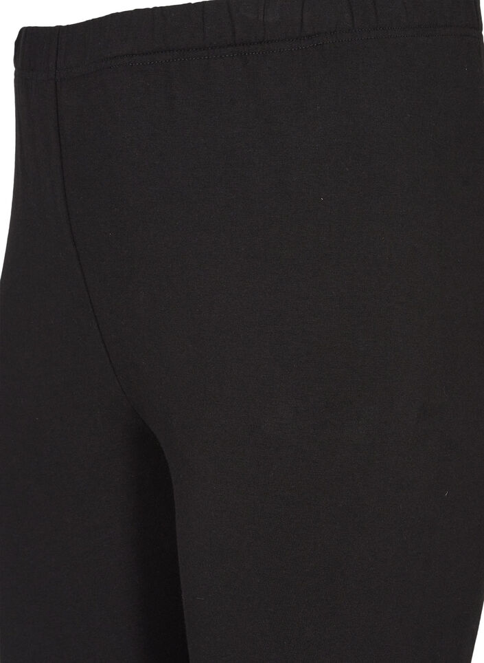 Leggings i bomull med f&ocirc;r, Svart, Packshot image number 3