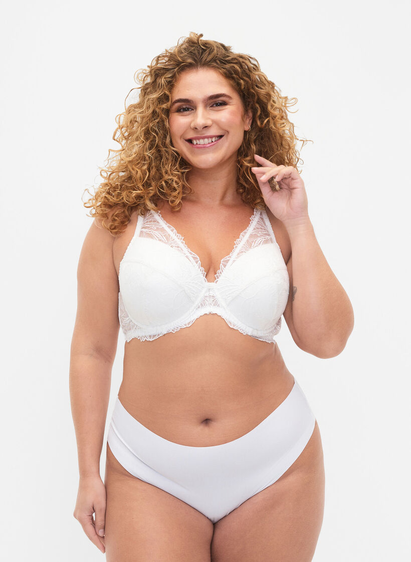 Vattert blonde-BH med spiler, Hvit, Model image number 1