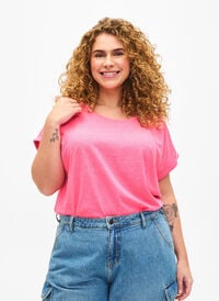 Neonfarget T-skjorte i bomull, Rosa Neonfarget T-skjorte i bomull, Rosa, Model