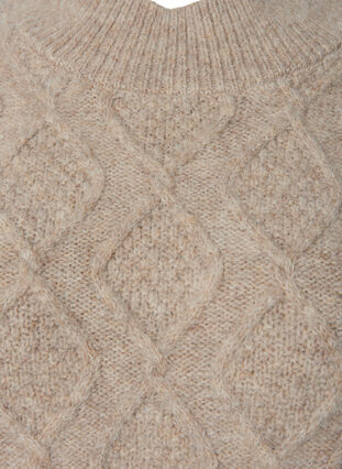 Mønstret høyhalset strikkegenser, Simply Taupe Mel., Packshot image number 2