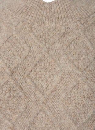 Zizzi Mønstret høyhalset strikkegenser, Simply Taupe Mel., Packshot image number 2