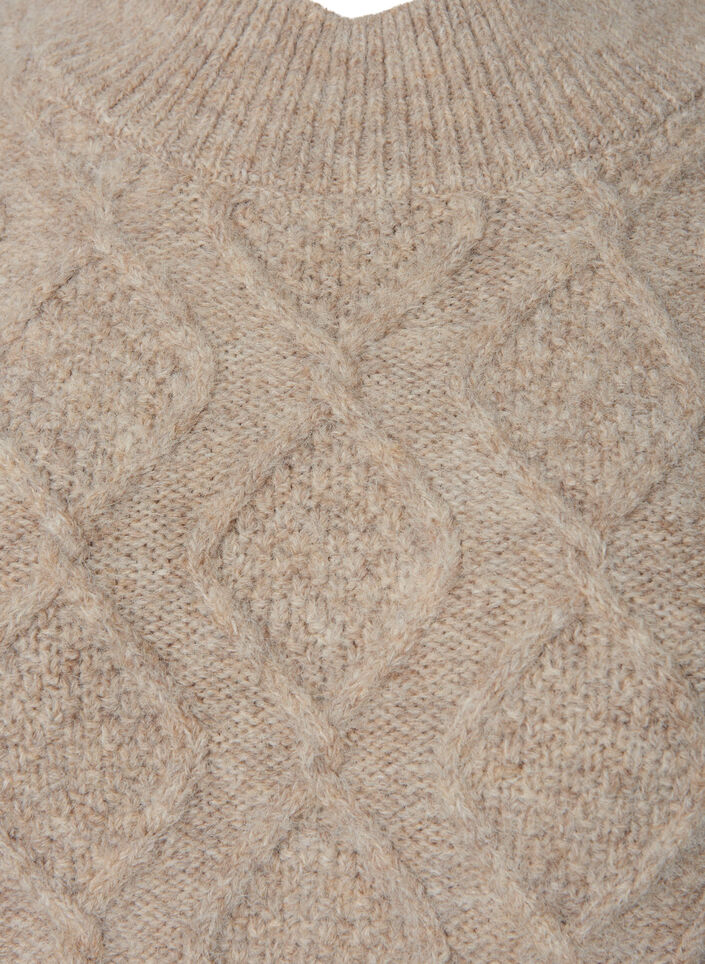 Mønstret høyhalset strikkegenser, Simply Taupe Mel., Packshot image number 2