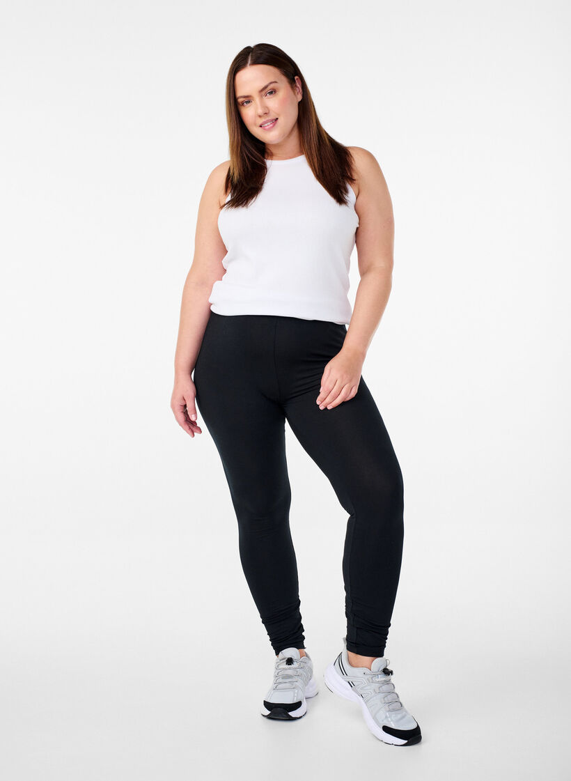 Basisleggings med ekstra lengde, Svart, Model image number 1