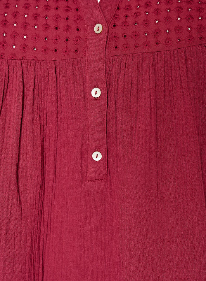 Bomullsmuslin tunika med broderie anglaise, R&oslash;d, Packshot image number 2