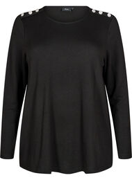 Bluse med dekorative knapper, Black