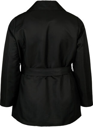 Zizzi Kort trenchcoat med belte, Svart, Packshot image number 1