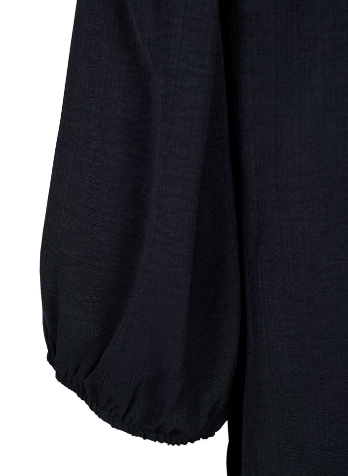 Kortermet bluse med sløyfe bak på ryggen, Black, Packshot image number 3