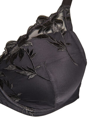 Zizzi Vattert BH med bøyle og broderi, Svart, Packshot image number 2